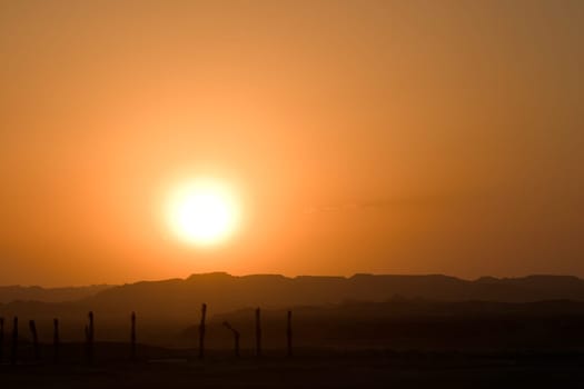Sunset over the desert