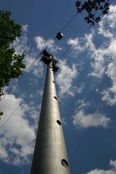 Cable car pillars of the cable car from Thale via the Bode valley to the Hexentanzplatz (Harz).