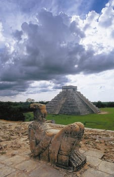 At the solstice,the shadow on the steps of the Mayan Kukulkan pyramid in Chichen Itza,Mexico,draws a serpentine line. It is the symbol of the descent of the Mayan god Kukulkan ("feathered serpent"")."