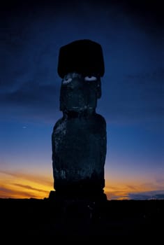 A moai on Rapa Nui with eyes set in,as they were originally in all the figures