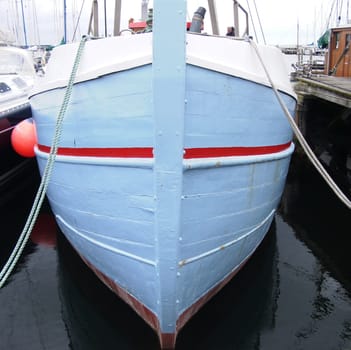 The bow of a fishing boat.