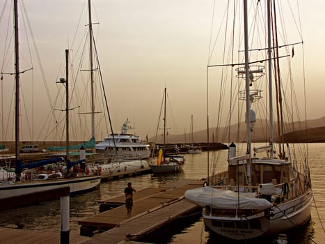 Evening atmosphere by the sea