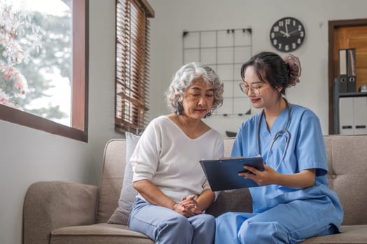 Nurse, hands and senior patient in empathy, safety and support of help, trust and healthcare consulting. Nursing home, counseling and gratitude for medical caregiver, client and hope in consultation.