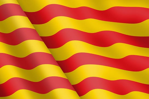 A Catalonia waving flag 3d illustration wind ripple