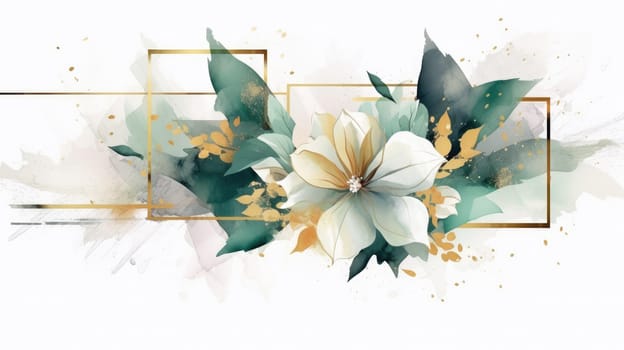 Watercolor abstract design for background of wedding or buzzy social media banner on white background generative AI