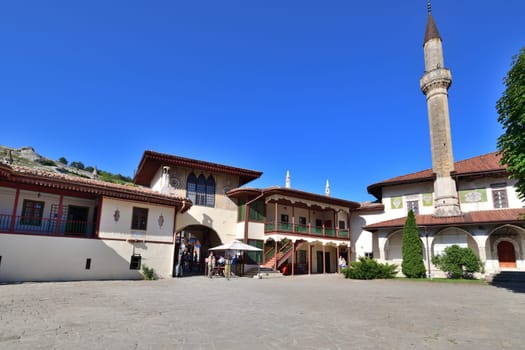 Bakhchisaray, Crimea - July 02. 2019. Palace Square at the entrance to Khan's Palace