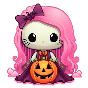 Halloween Spooky Hello Kitty. Cute Hello Kitty Kawaii. AI Generated.