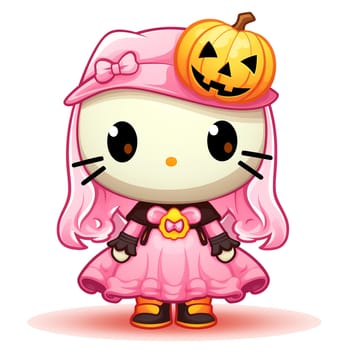 Halloween Spooky Hello Kitty. Cute Hello Kitty Kawaii. AI Generated.