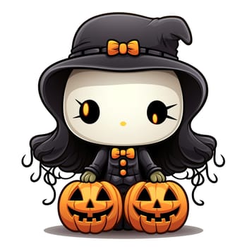 Halloween Spooky Hello Kitty. Cute Hello Kitty Kawaii. AI Generated.