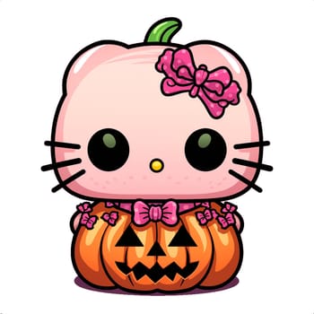 Halloween Spooky Hello Kitty. Cute Hello Kitty Kawaii. AI Generated.