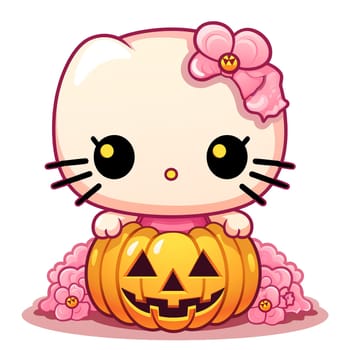 Halloween Spooky Hello Kitty. Cute Hello Kitty Kawaii. AI Generated.