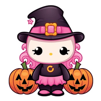 Halloween Spooky Hello Kitty. Cute Hello Kitty Kawaii. AI Generated.