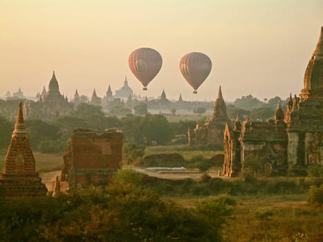 Morning mist over Bagan