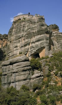 Meteora means "floating in the air"" and the Meteora monasteries are actually almost in heaven. On astonishingly inaccessible rock needles at an altitude of up to 300 m,located on the edge of the Pindus Mountains in Thessaly,they look far above"