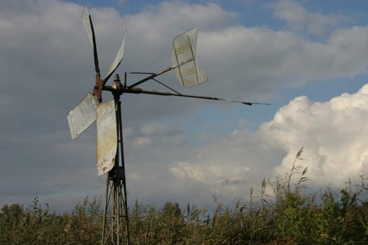 dilapidated wind pump