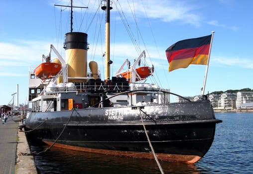 Built by the Stettiner Oderwerke,the STETTIN was put into service on 16 November 1933 as the largest icebreaker under the German flag to date. Cam: RICOH,photographed at Schiffbrücke Flensburg