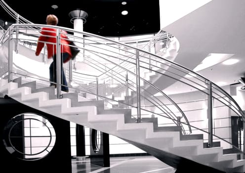 Person depicted with slight motion blur to bring a little more dynamism into the picture. Everything is in motion.