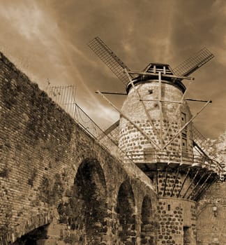Old mill on the city wall of Zons