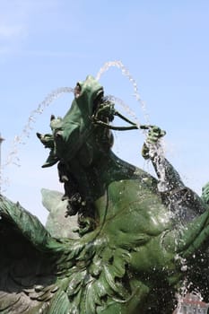It is a detail of the Mende Fountain on Augustusplatz in Leipzig