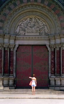 At the entrance to the mighty cathedral "La Major"" in Marseille"