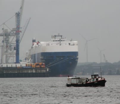 Was once again at the harbor,despite rain.  I think that's a typical picture for Hamburg.