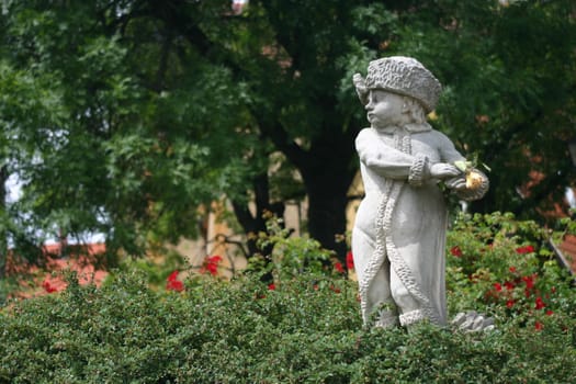 Small statue in the garden of the Schloßberg in Quedlinburg