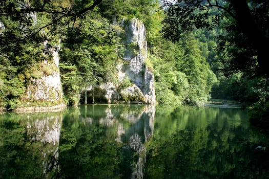 small reservoir near Goumois,the river is called Doubs and is the border between France and Switzerland,where you can go canoeing and hiking and eat trout