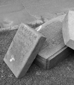 Gravestones on the side of the road,after the end of the lying time. They are usually processed into gravel and used in road construction.