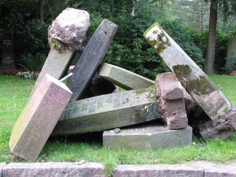 Gravestones on the side of the road,after the end of the lying time. They are usually processed into gravel and used in road construction.