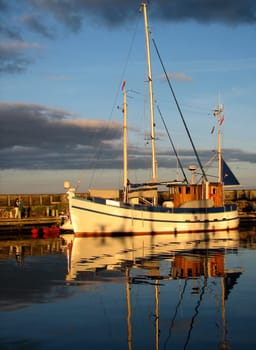 In the port of Grena,Denmark.  Evening mood after a nice sunny sailing trip.