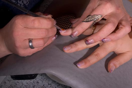 In the fingernail salon