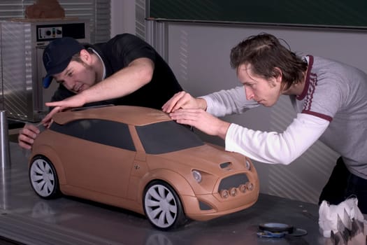 1:4 model of a mini made of industrial plastelin,facelift Study of the students of the State Technical School for Porcelain and Industrial Mold Design