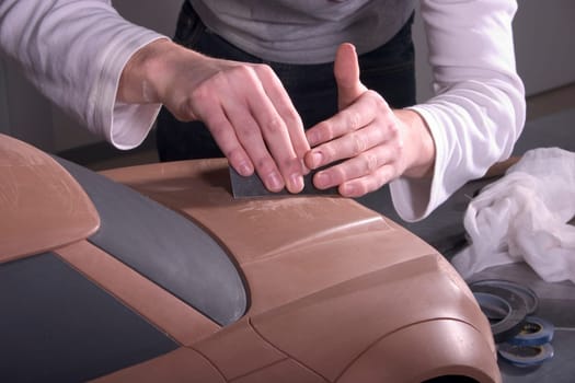 1:4 model of a mini made of industrial plastelin,facelift Study of the students of the State Technical School for Porcelain and Industrial Mold Design