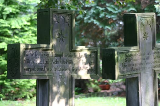 Grave crosses in the cemetery Hamelin (Lower Saxony)
