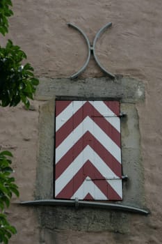 Closed shutter in the gable of the Redenhof in Hamelin (Lower Saxony)
