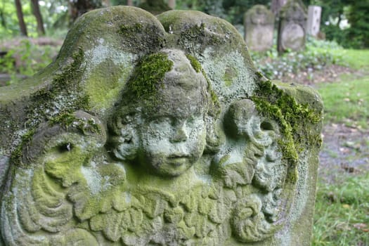 Old,mossy grave set at the Jewish cemetery in lemgo (Lipperland)