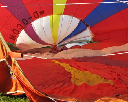 Interior view of a tethered balloon,in this phase cold air is still blown in.