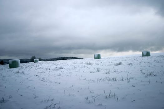 Snow-covered field near Selb