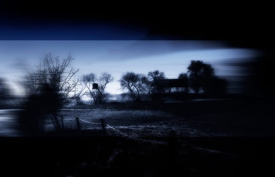 Blue foggy landscape