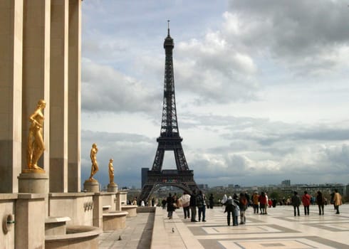 France,Paris,view from the Palais de Chaillot to the Eiffel Tower