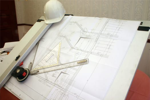 Drawing board with helmet