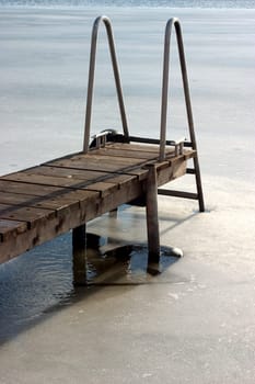 Bathing ladder in the ice