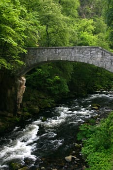 Maiden Bridge over the wildly romantic Bode in the Harz Mountains near Thale
