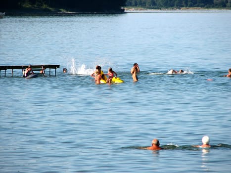 Bathing near the port of Lundeborg on the island of Funen/Denmark.