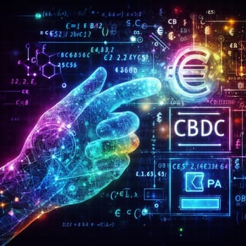 central bank digital currency and crypto signs graphic virtual money concept ai generative art