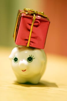Piggy bank with gift