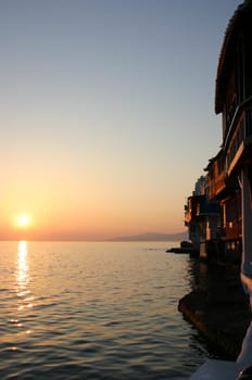 In the so-called "Little Venice"" in the port of Mykonos."