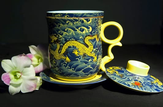 Chinese teacup in imperial yellow and with dragon motif,private art collection