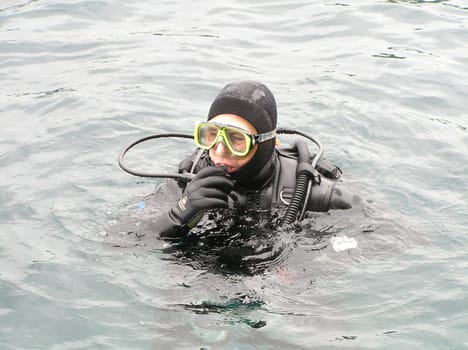 He dives something