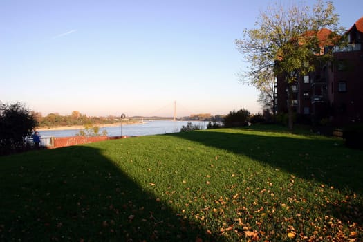 Shadow play on the Rhine near Düsseldorf